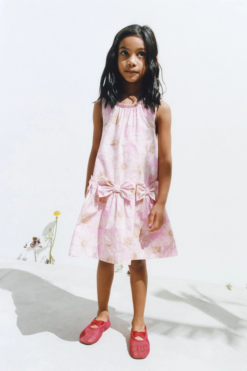 Платье из поплина с цветами и бантами — Платья