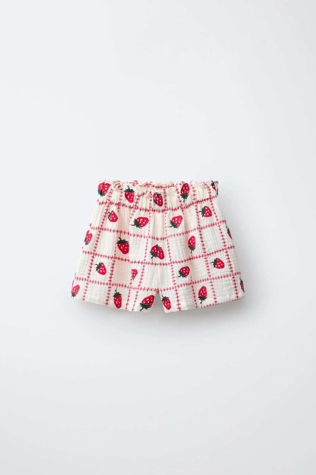 КОРОТКИЕ ШОРТЫ БЕРМУДЫ С ВЫШИТЫМИ КЛУБНИКАМИ И ТЕКСТУРОЙ CASA LAWA X ZARA KIDS