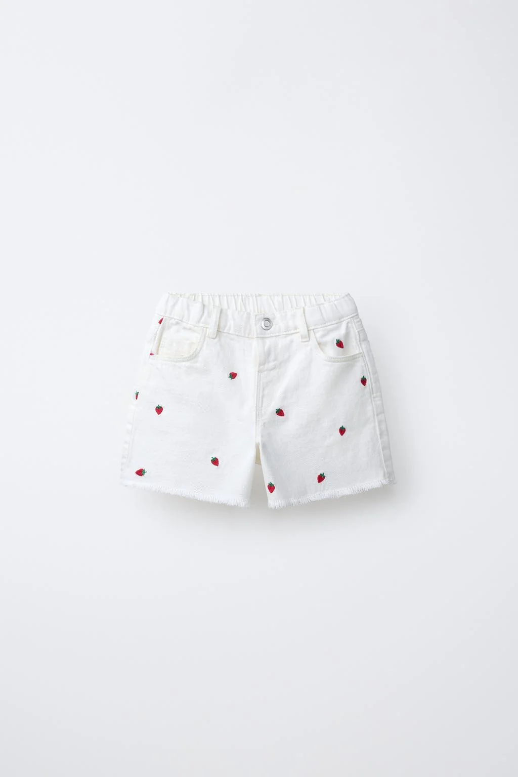 MOM FIT TWILL BERMUDA SHORTS WITH EMBROIDERED STRAWBERRIES CASA LAWA X ZARA KIDS — CASA LAWA X ZARA