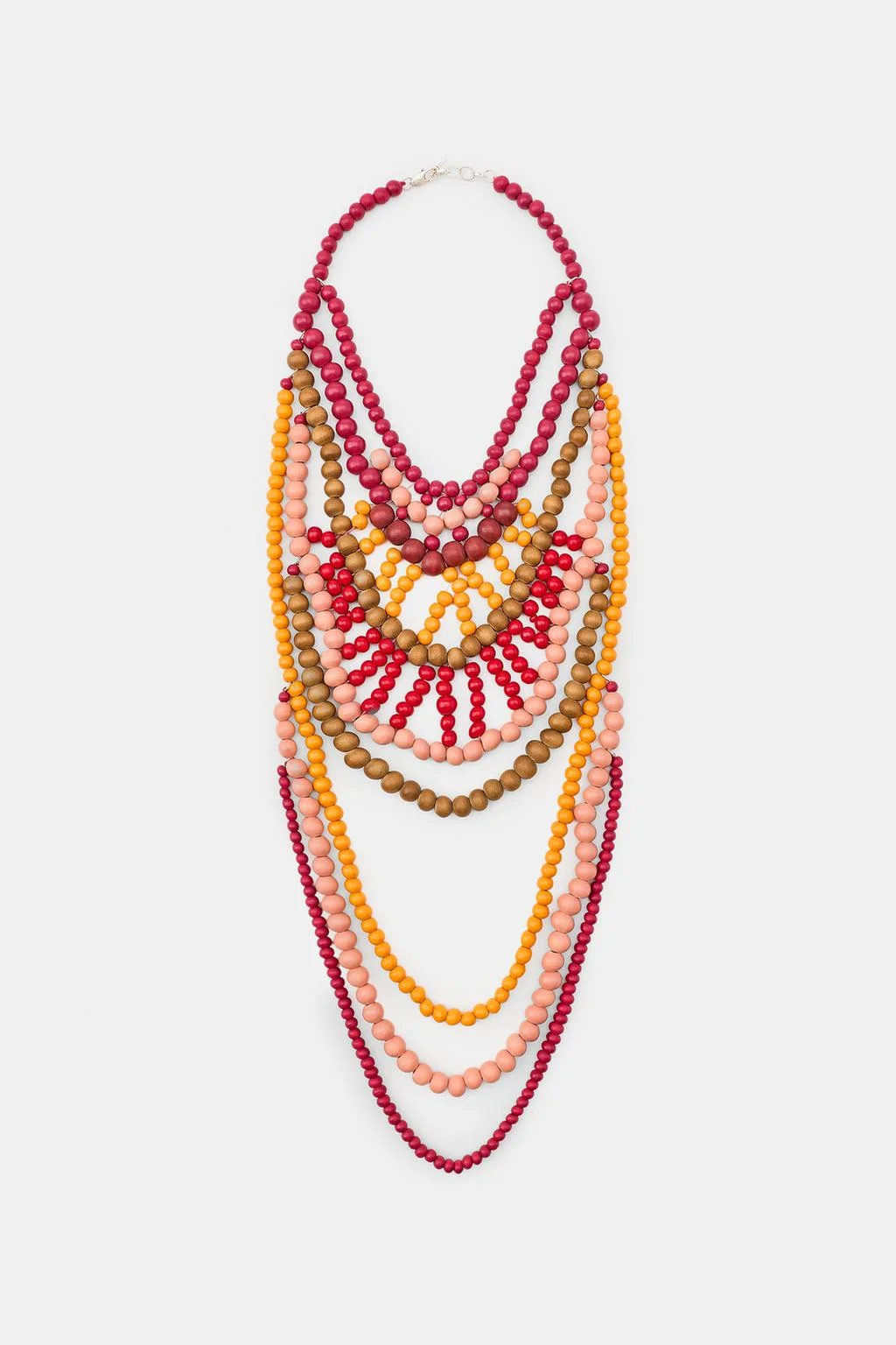 WOODEN BEAD CASCADE NECKLACE