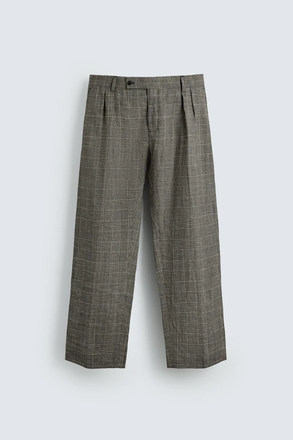 CHECK WOOL BLEND LINEN SUIT TROUSERS AARON LEVINE X ZARA