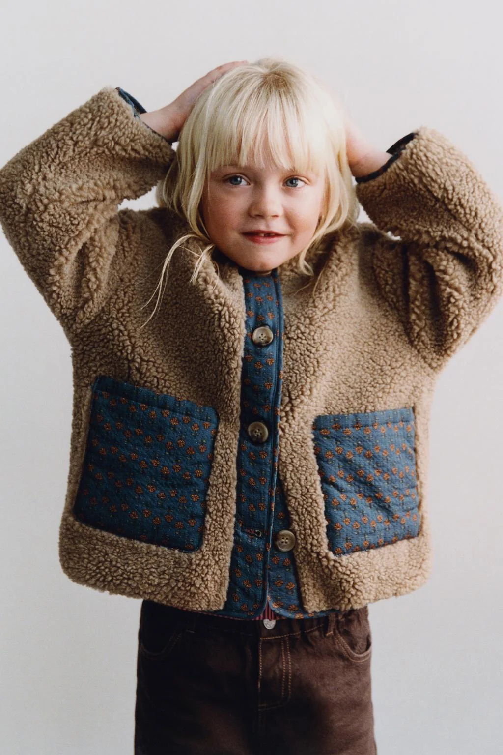 Куртка из искусственного меха пэчворк цветочный