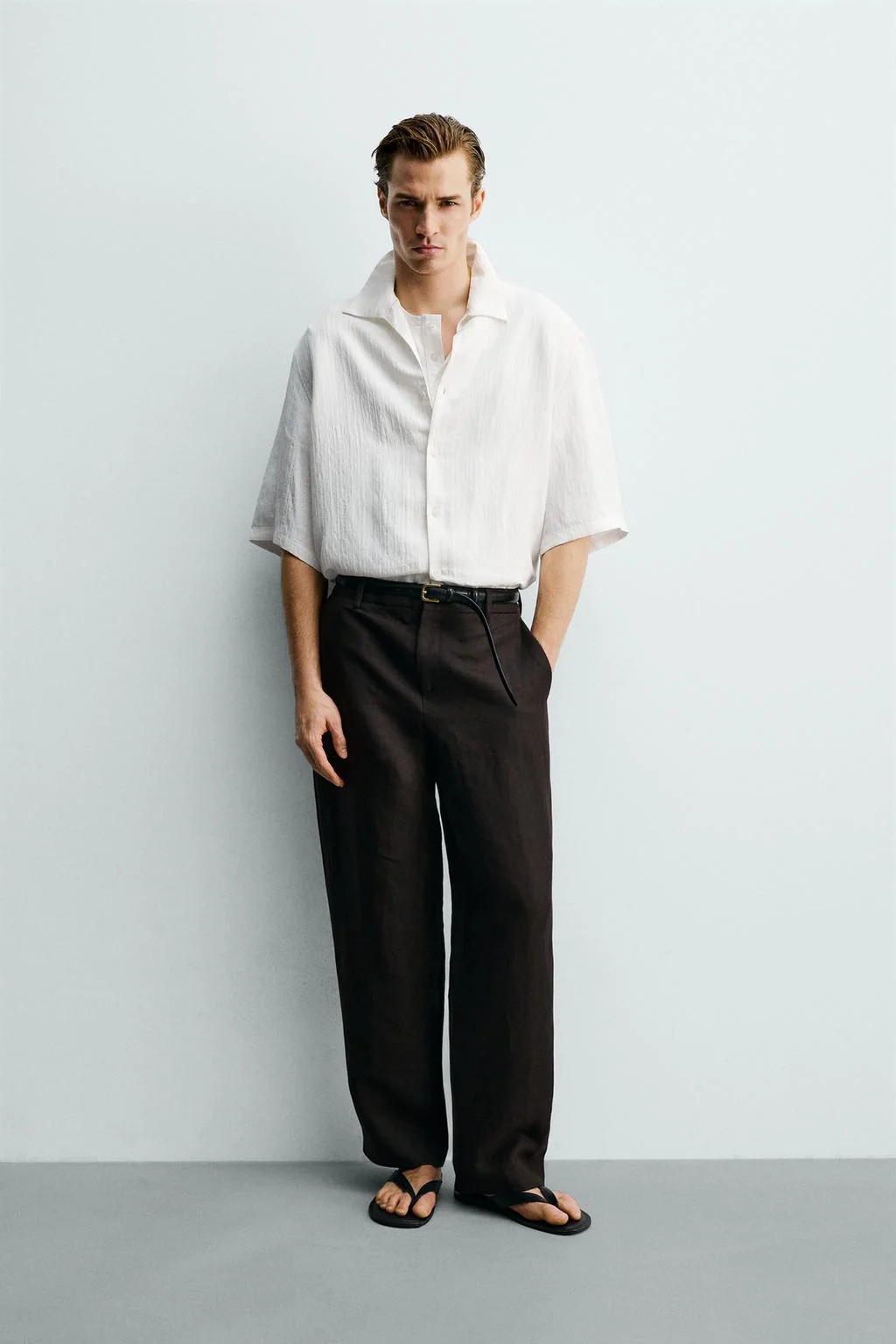 STRIPED JACQUARD BOXY FIT SHIRT