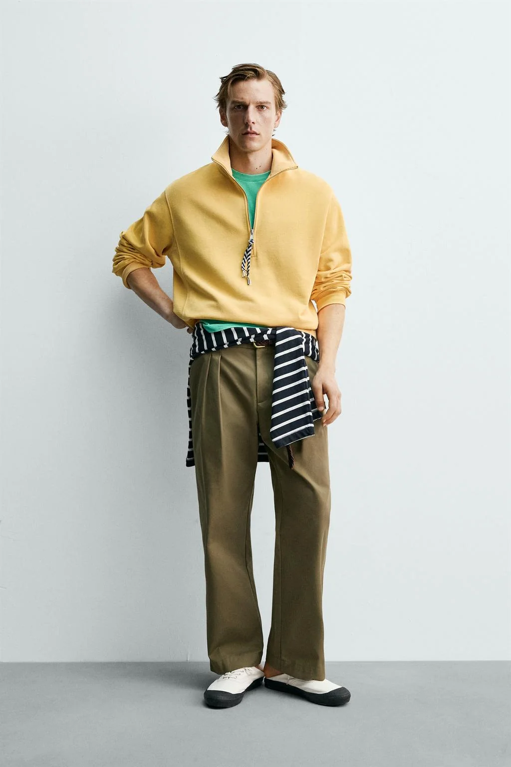 AARON LEVINE X ZARA QUARTER-ZIP SWEATSHIRT WITH TAPE DETAIL