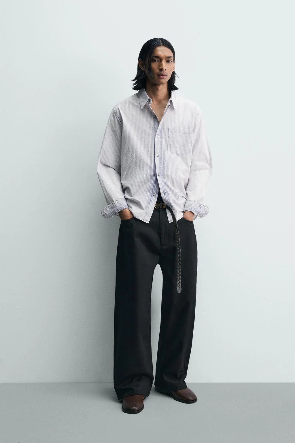 WASHED STRIPED RELAXED FIT SHIRT