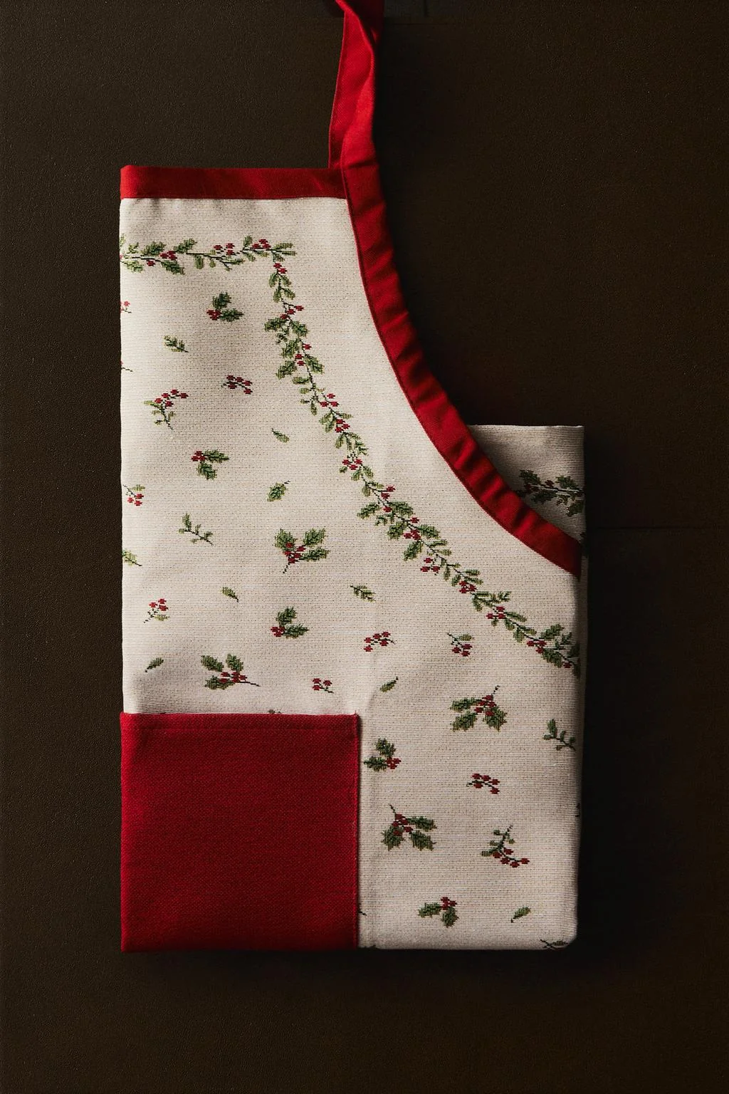 Рождественский хлопковый фартук из жаккарда Holly