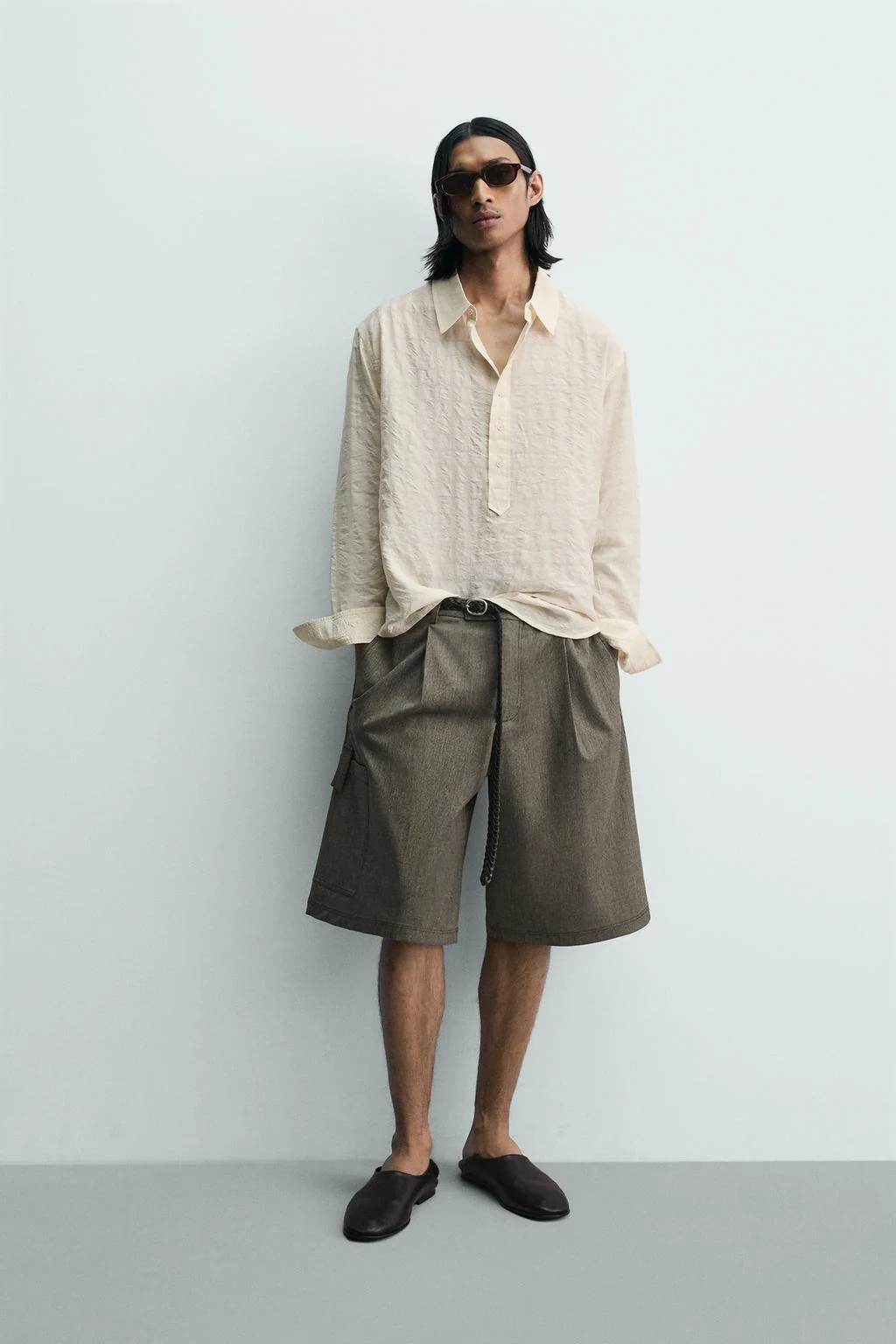 CREASED-EFFECT CHECK JACQUARD POLO SHIRT