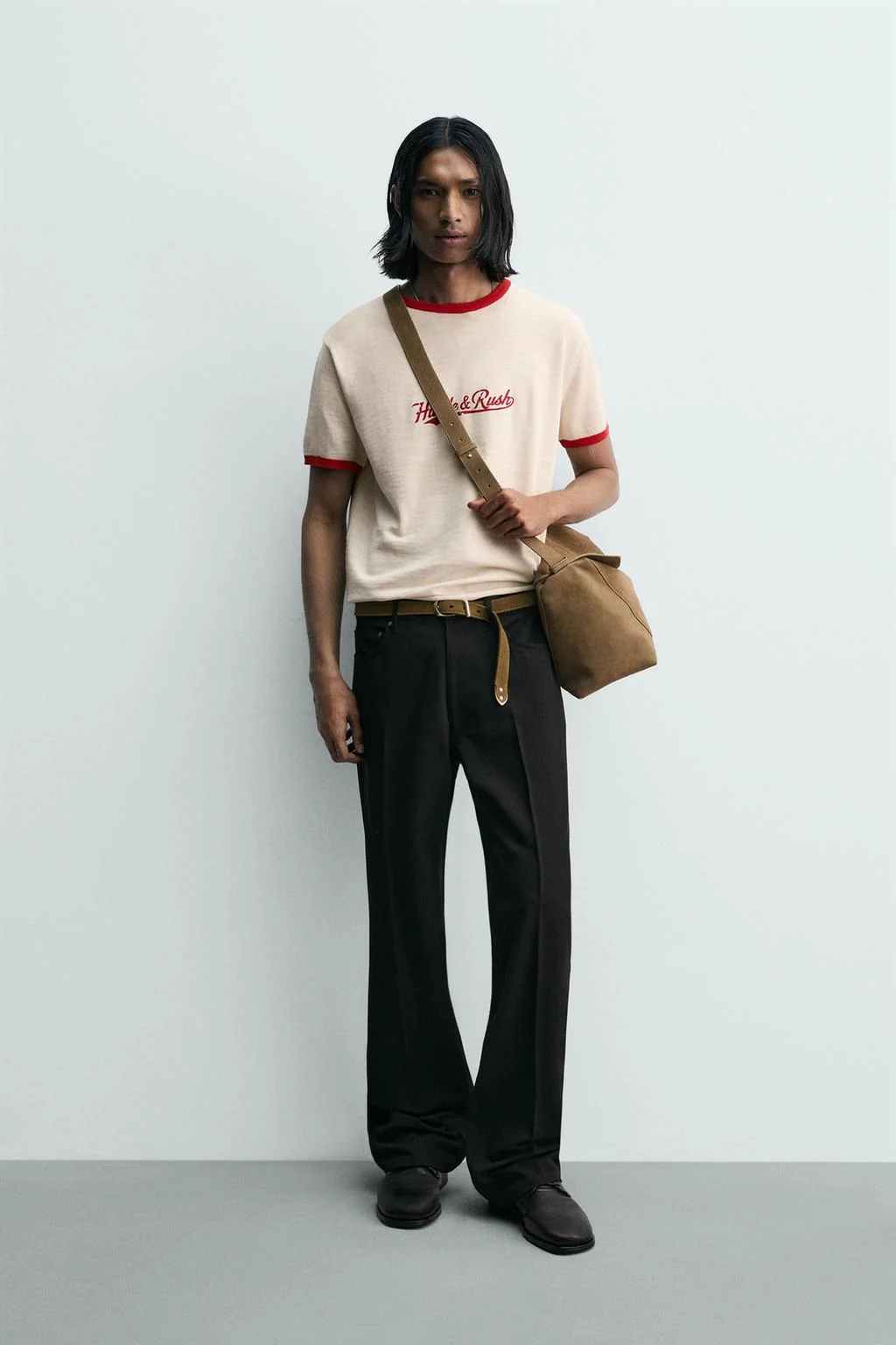 CONTRAST SLOGAN KNIT T-SHIRT