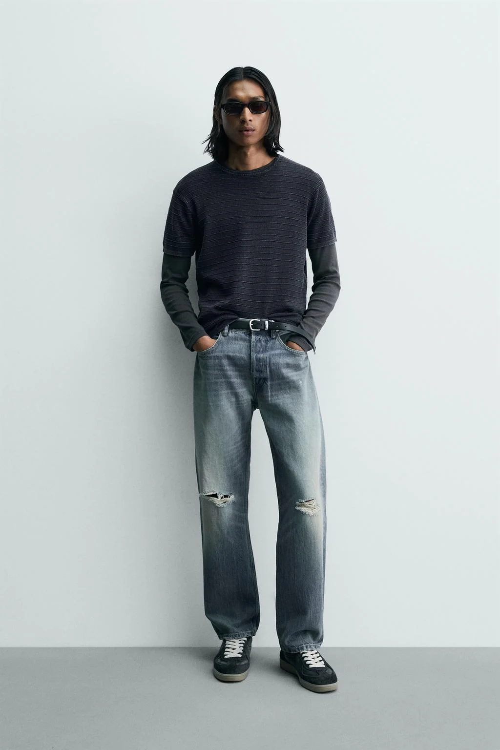 WASHED TEXTURED KNIT T-SHIRT