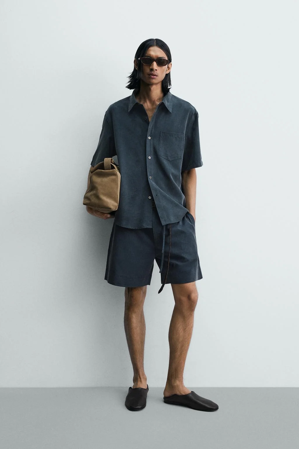 FADED-EFFECT RELAXED FIT BERMUDA SHORTS