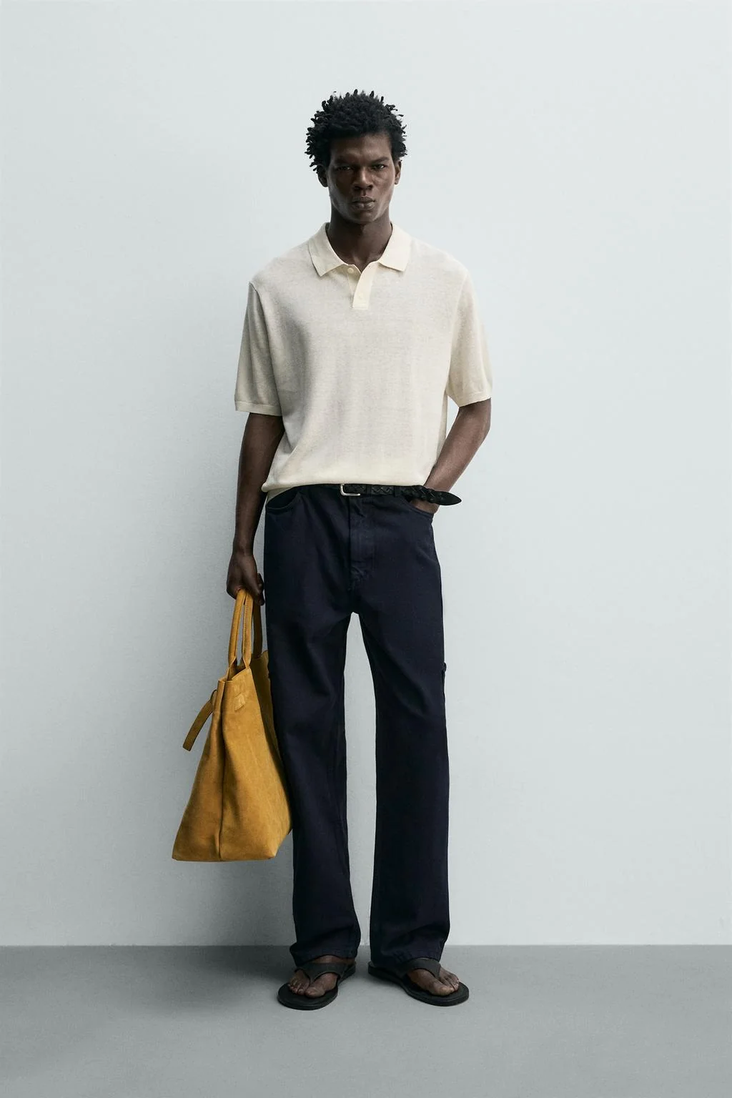 SILK/LINEN KNIT POLO SHIRT