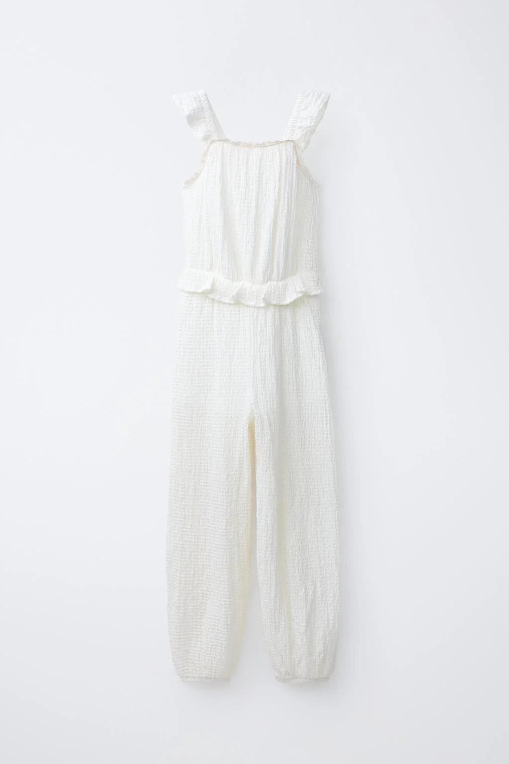 LONG JUMPSUIT WITH RUFFLE TRIM