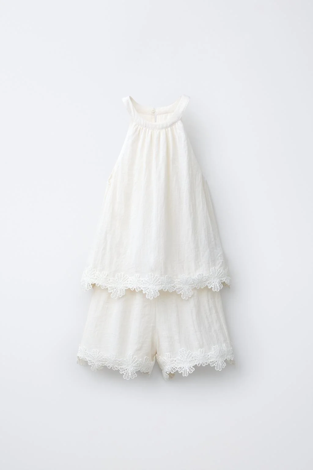 EMBROIDERED HALTER PLAYSUIT