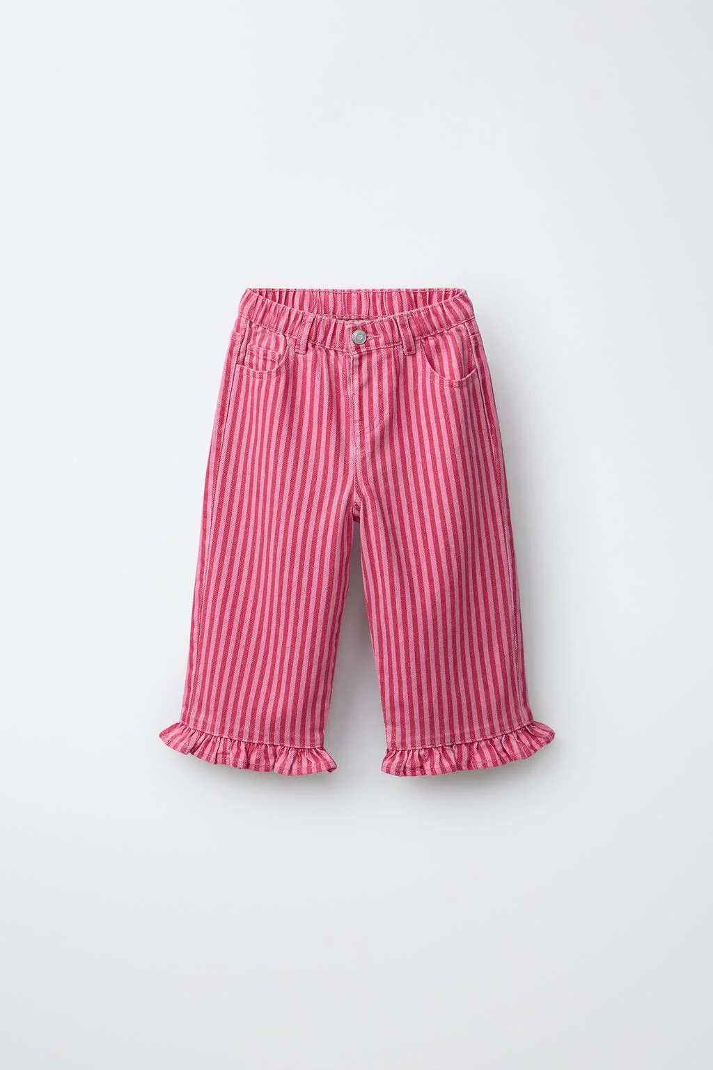 STRIPED CULOTTES WITH RUFFLES