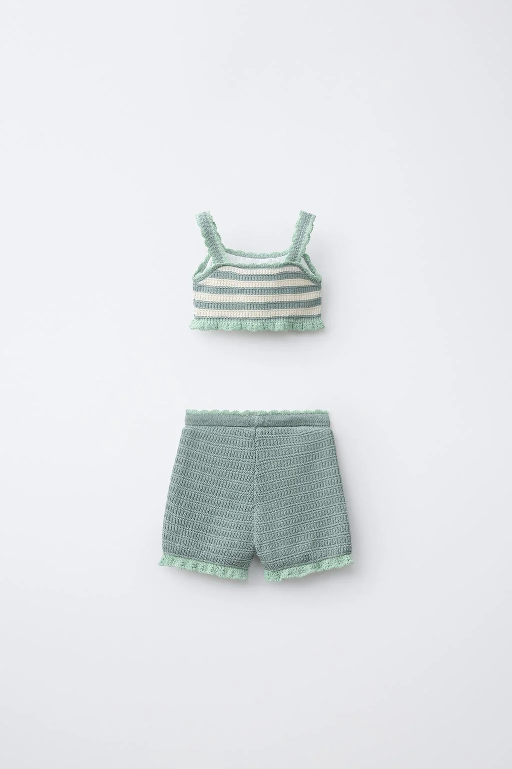 1-6 YEARS/ FRUIT CROCHET KNIT TOP AND BERMUDA SHORTS SET