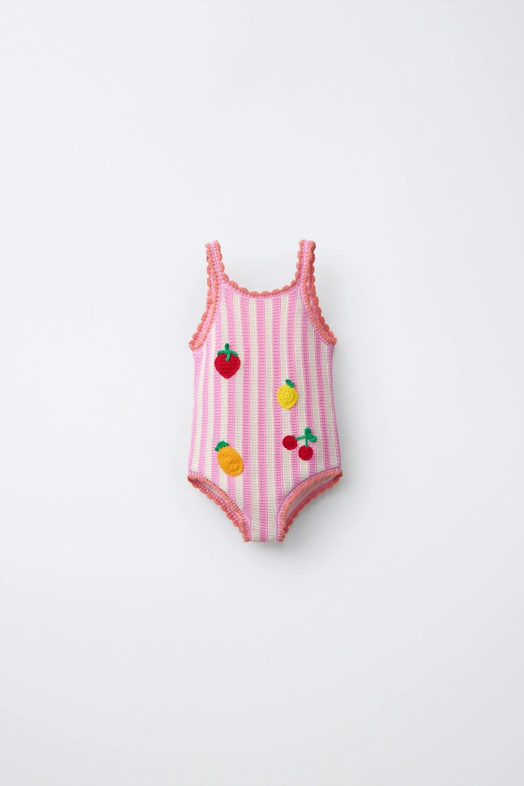 1-6 YEARS/ FRUIT & STRIPED CROCHET KNIT SWIMSUIT