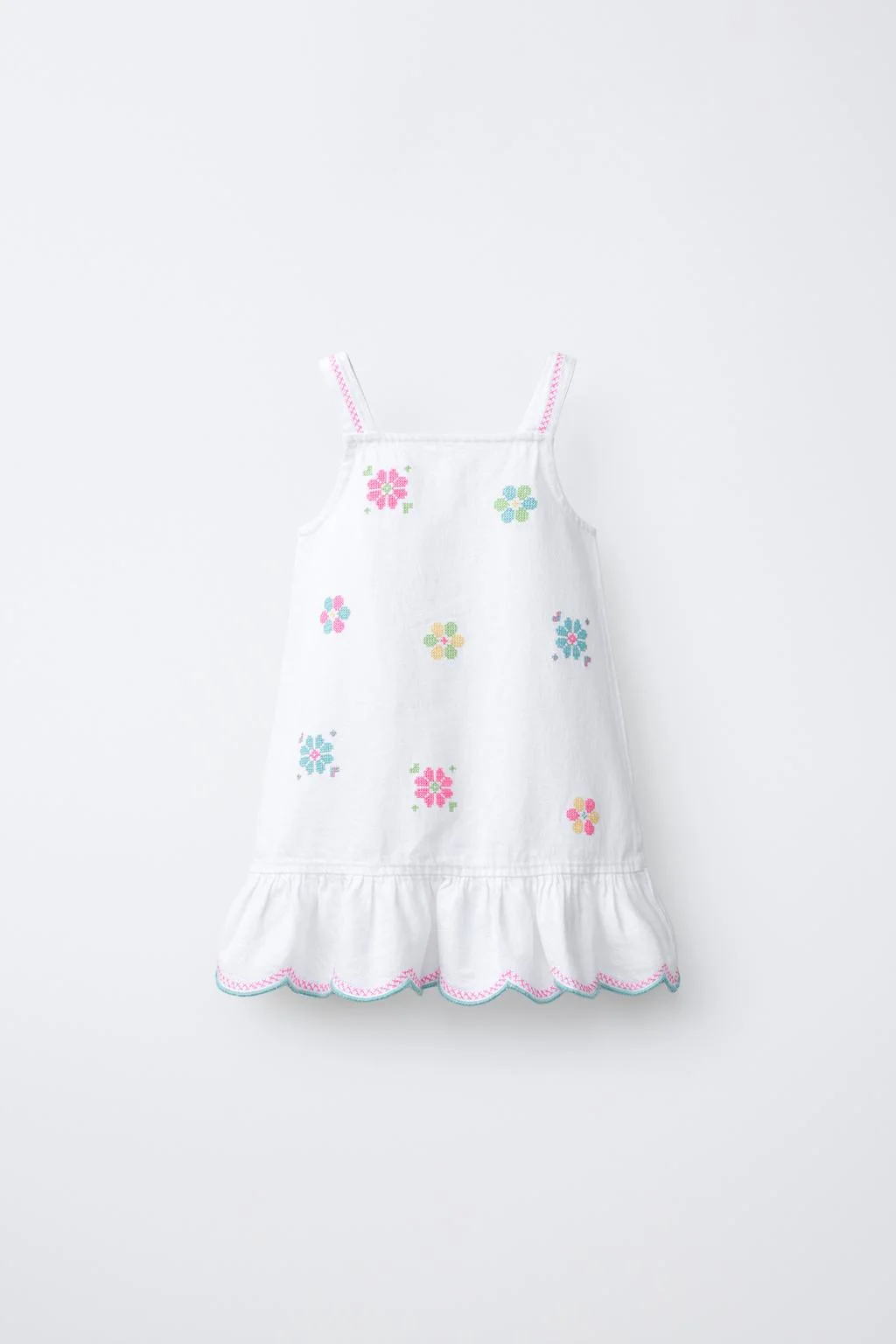 CROSS-STITCH FLORAL TWILL DRESS
