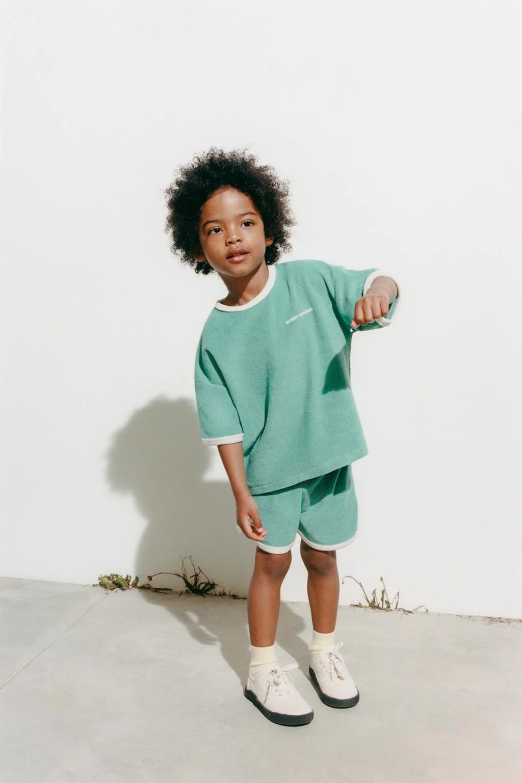 T-SHIRT AND BERMUDA SHORTS WITH TOWELLING TRIM SET