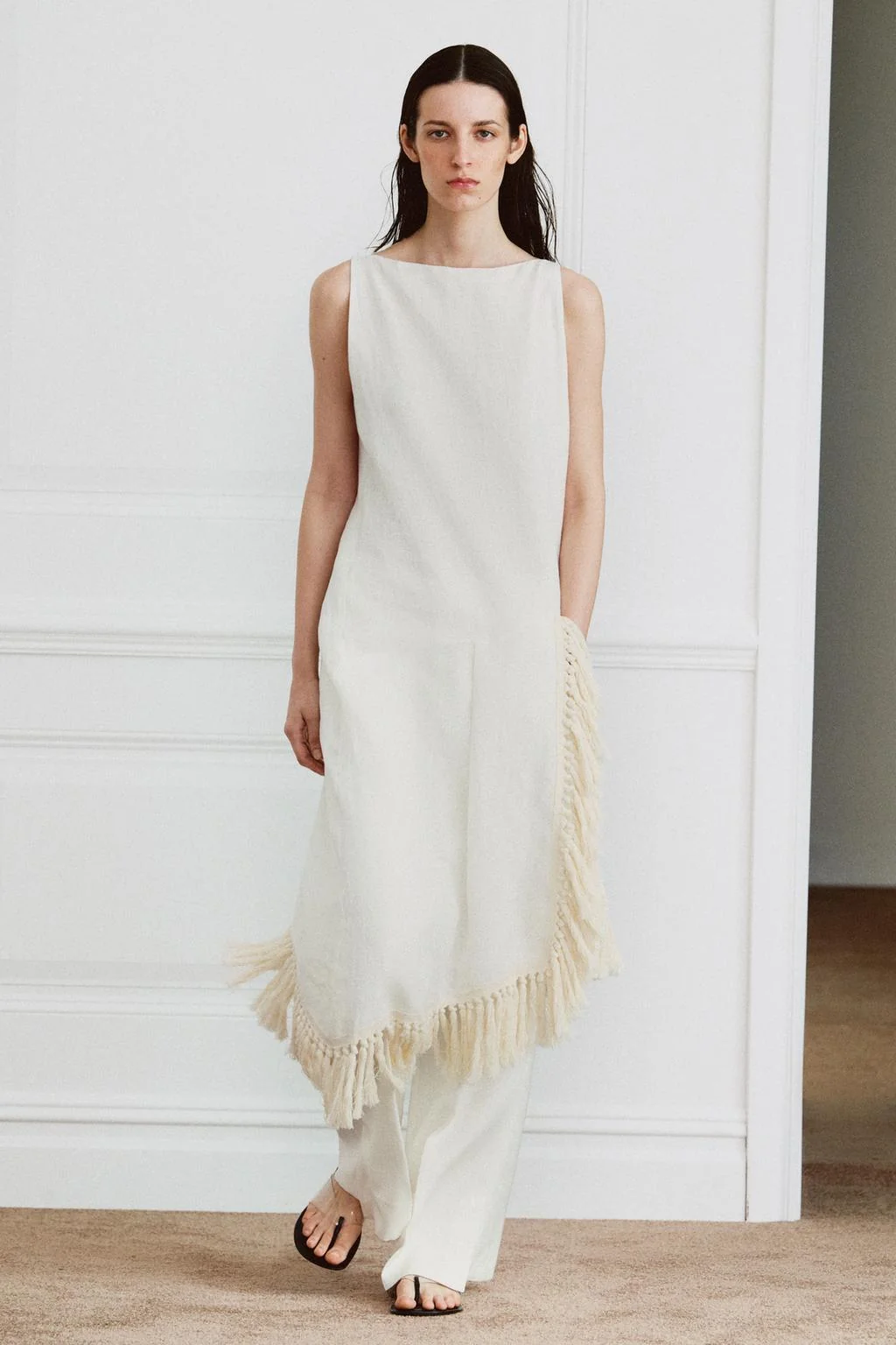 ZW COLLECTION LINEN FRINGED DRESS