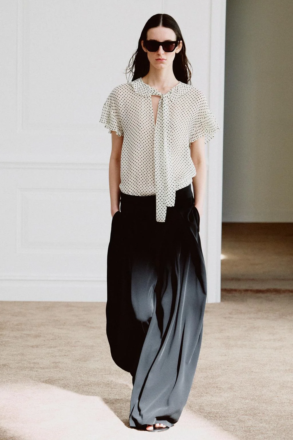 ZW COLLECTION POLKA DOT BLOUSE WITH TIES