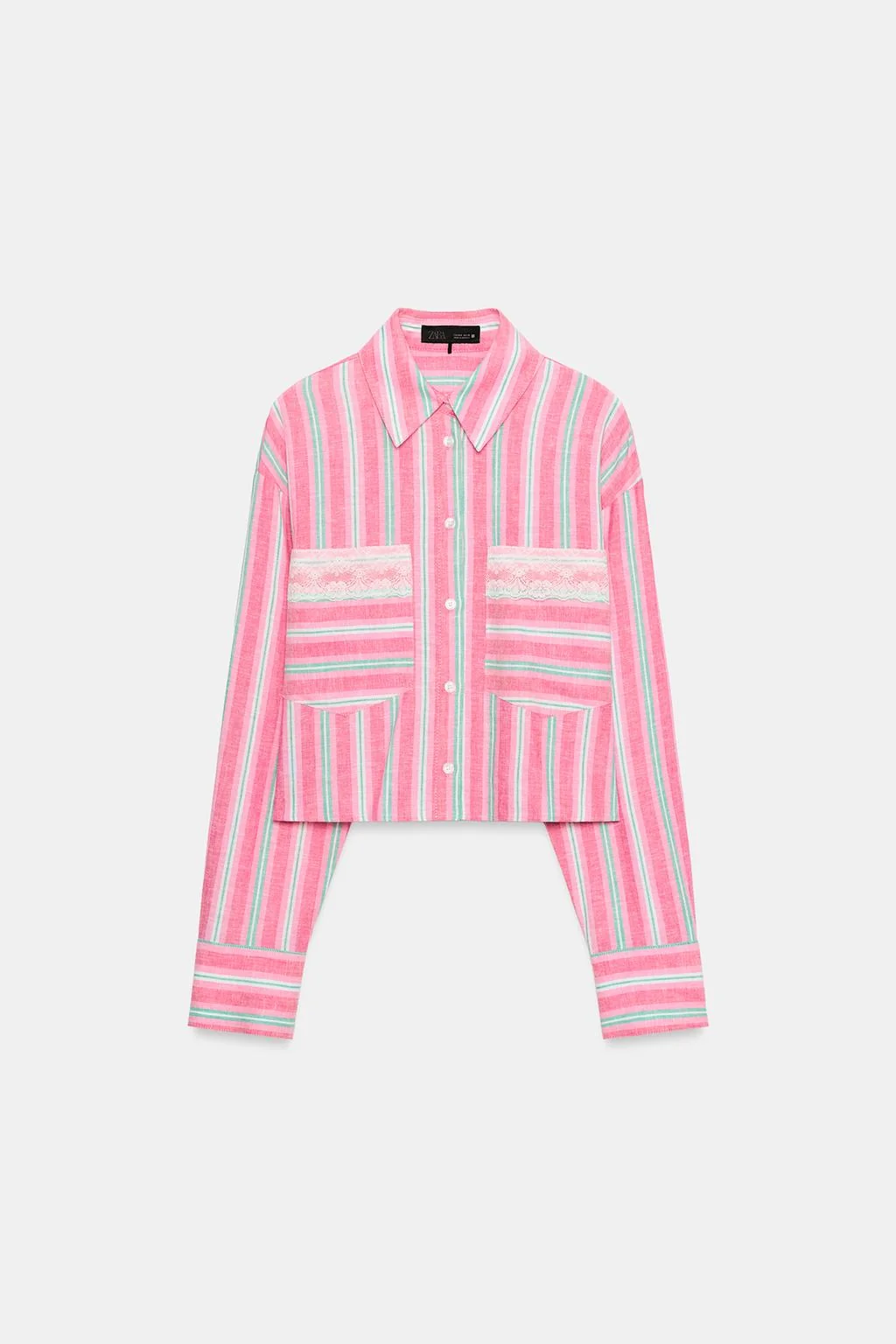 STRIPED LACE SHORT SHIRT