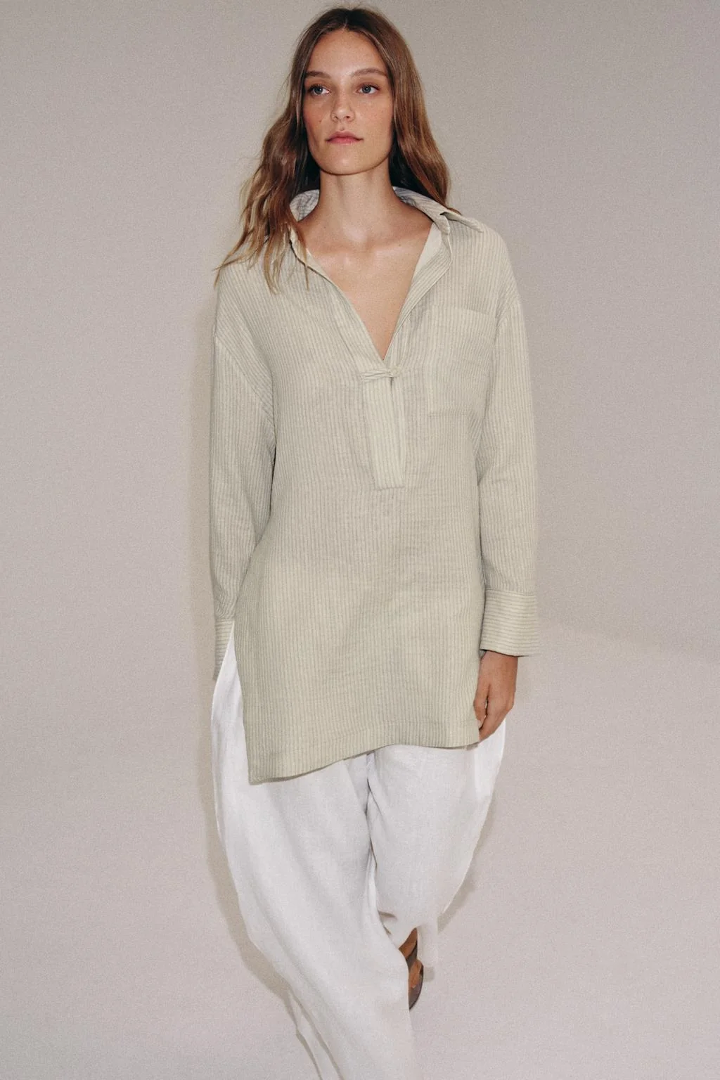 ZW COLLECTION ASYMMETRIC STRIPED SHIRT