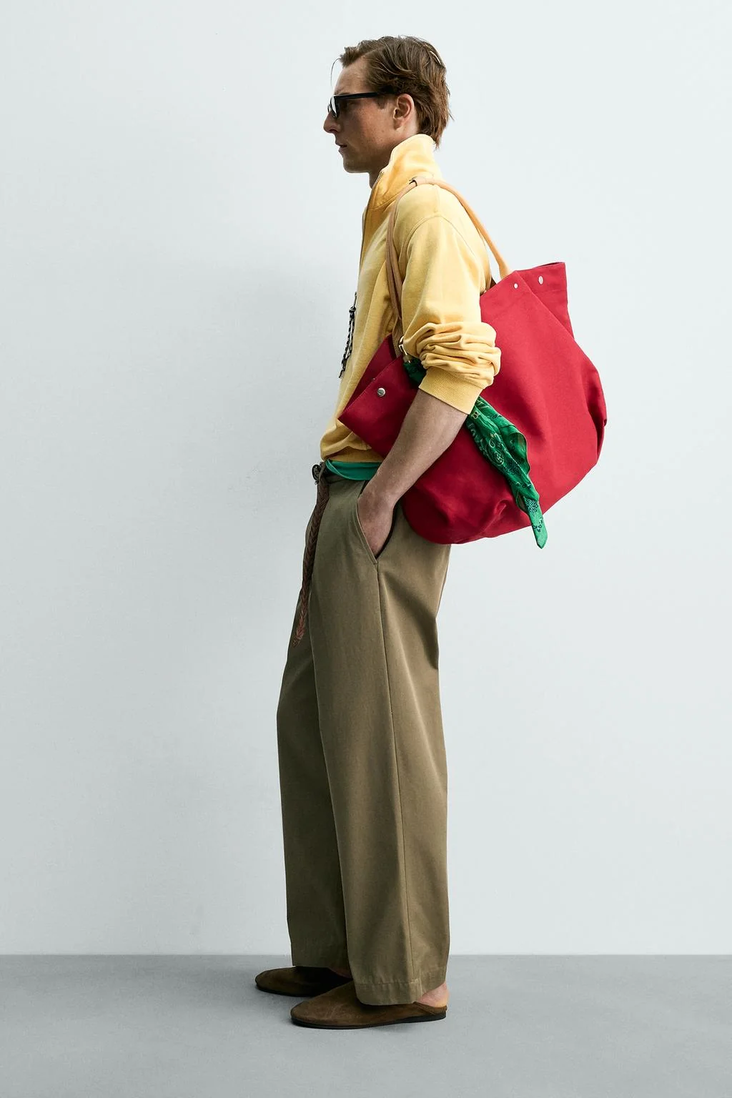 TOTE BAG WITH LEATHER DETAIL AARON LEVINE X ZARA