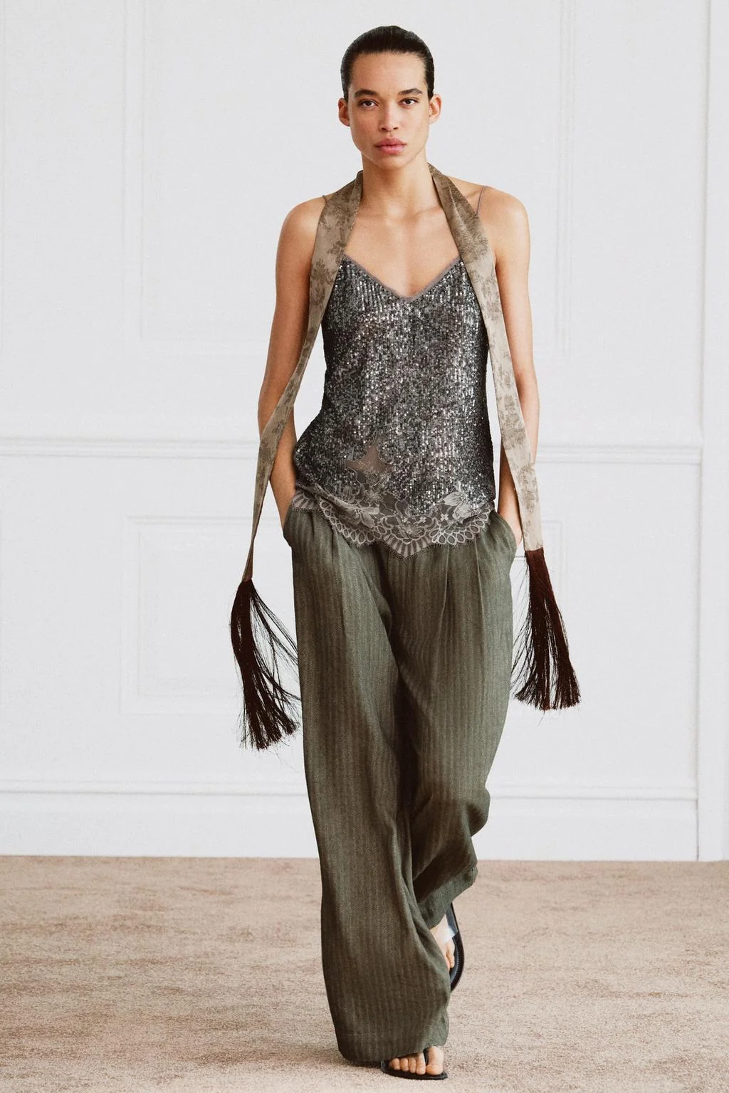 ZW COLLECTION SEQUIN STRAPPY TOP