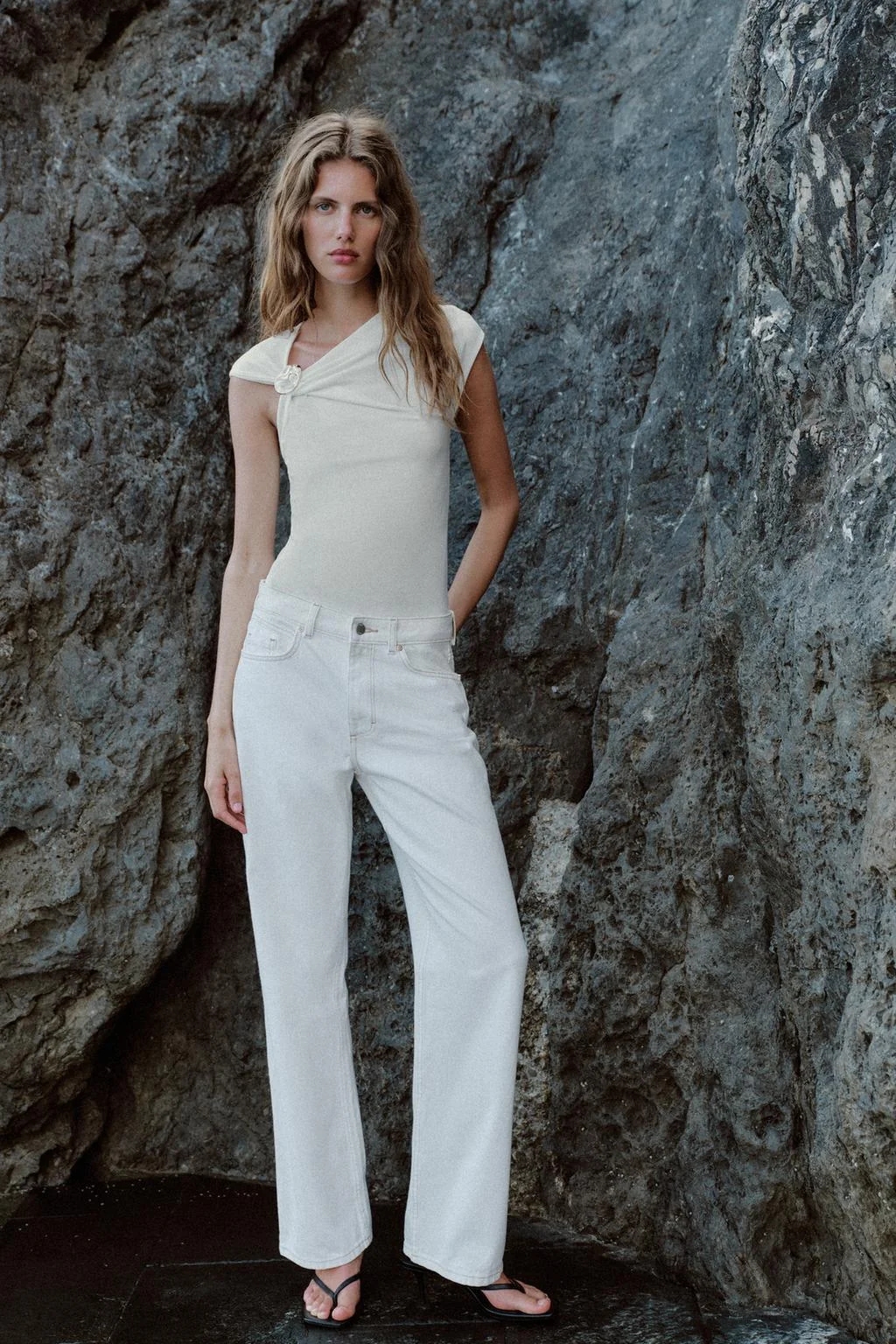 DRAPED TOP WITH METALLIC DETAIL