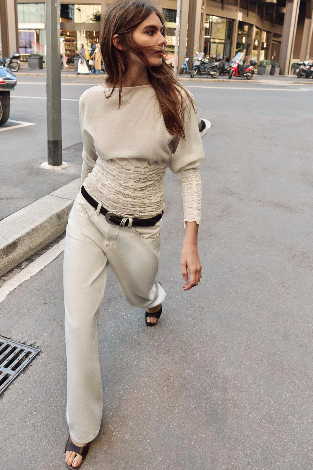 Сборчатый трикотажный джемпер