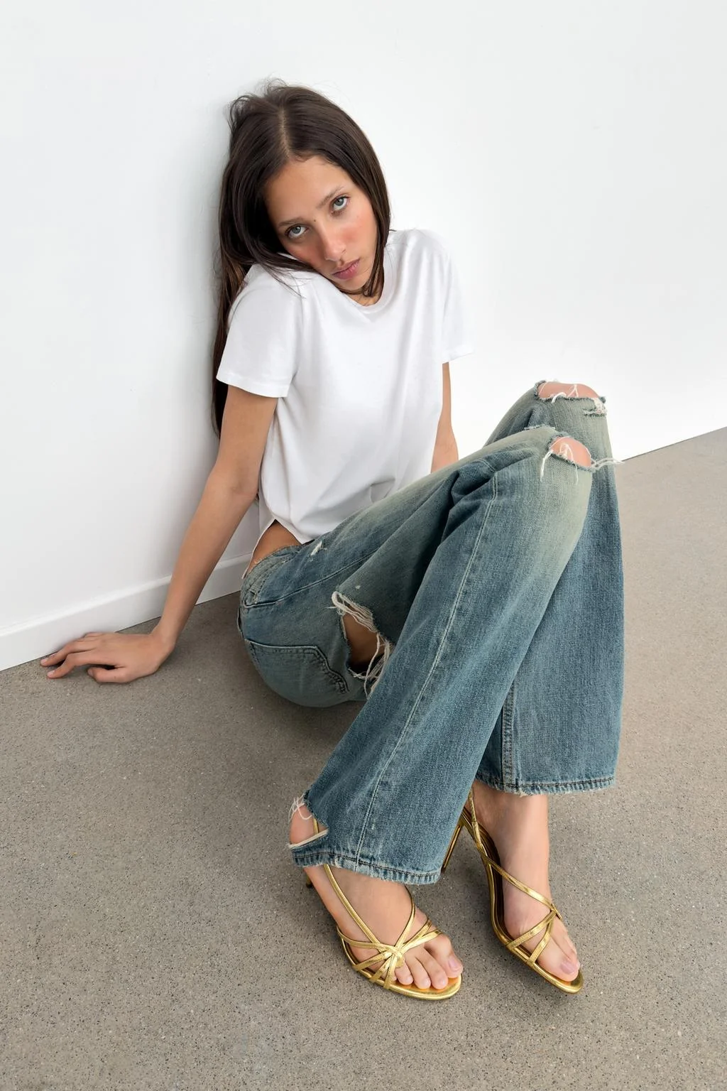 LAMINATED STRAP HIGH-HEEL SANDALS