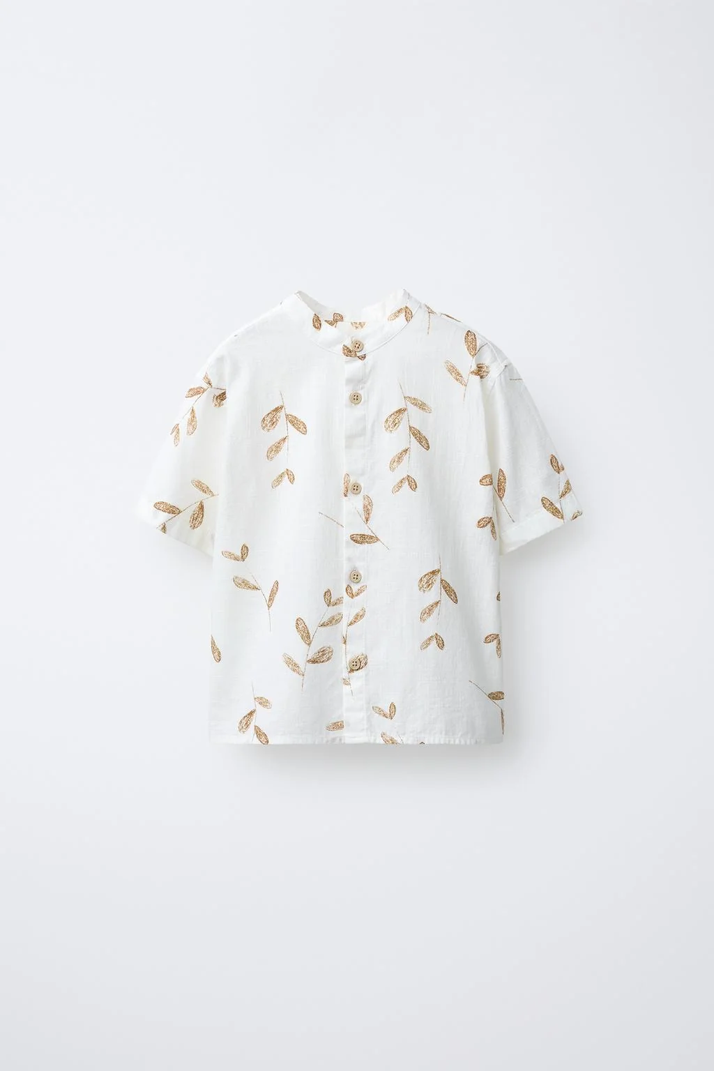 Рубашка с принтом листьев и стойкой — Рубашки
