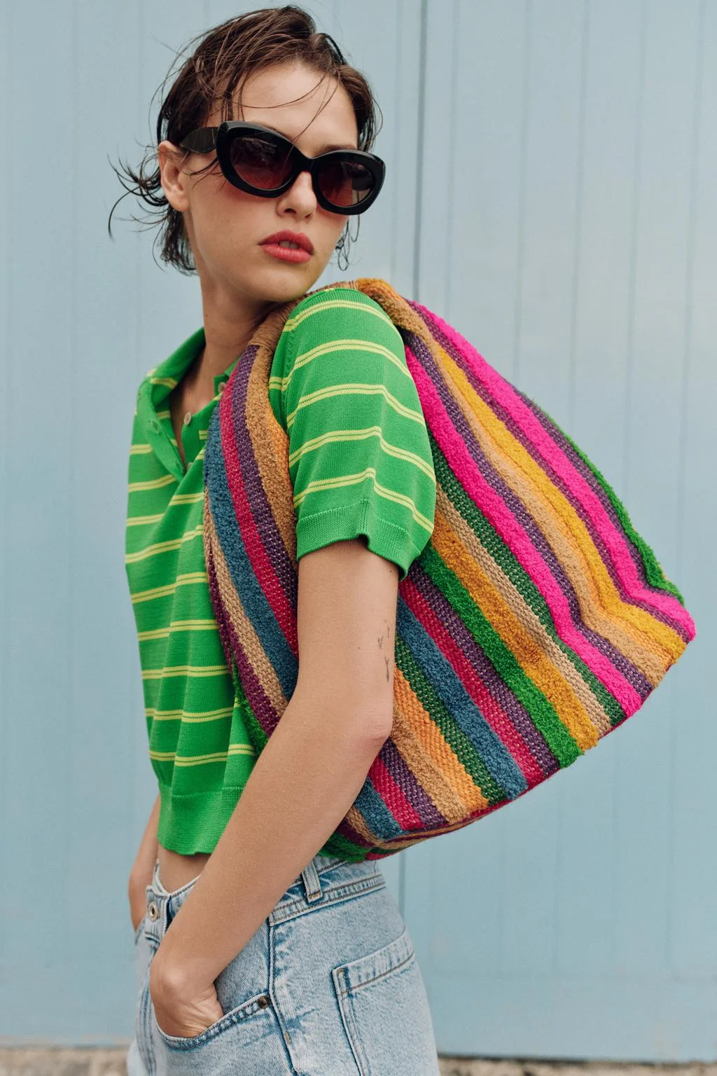100% JUTE STRIPED BAG