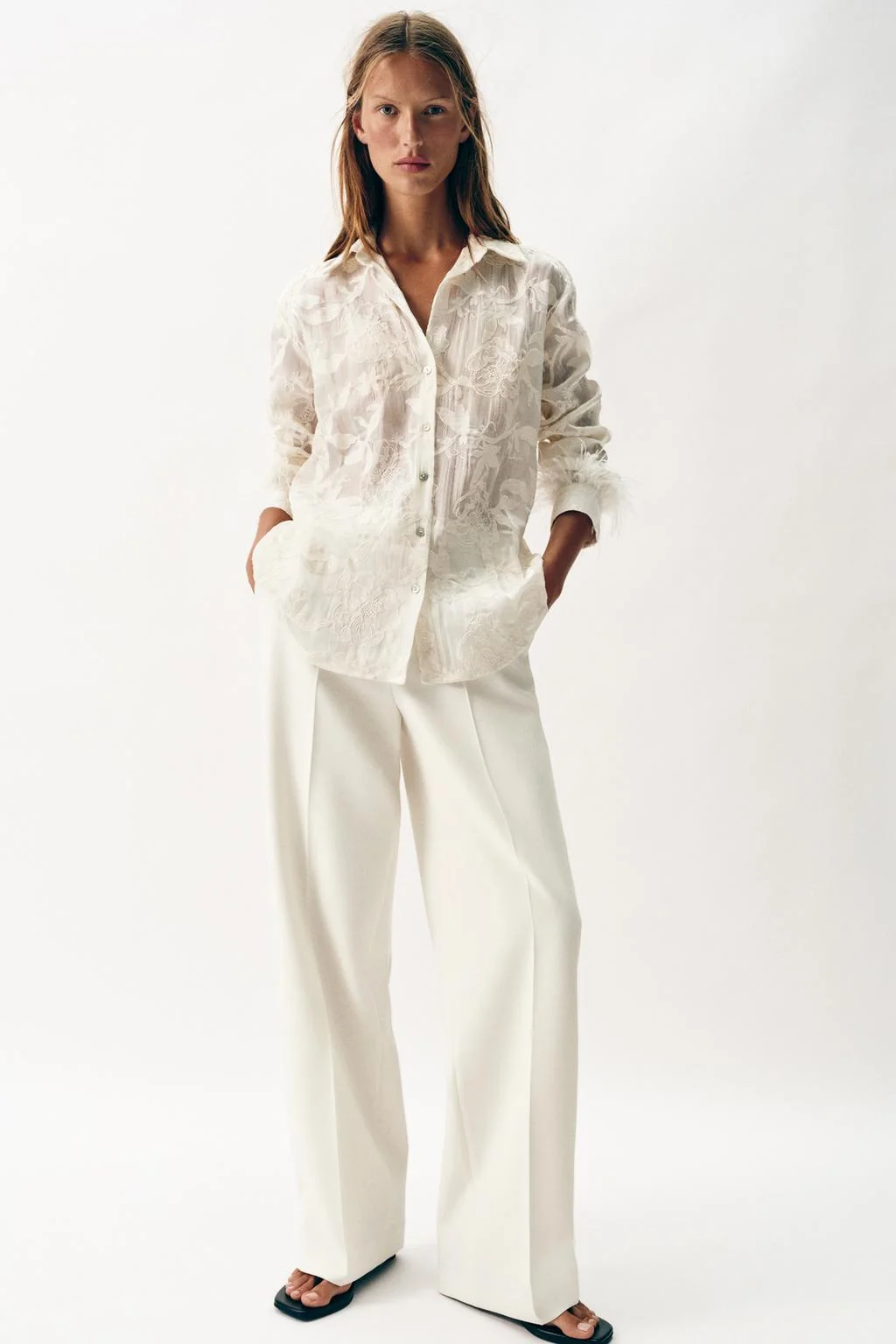 EMBROIDERED FEATHER SHIRT