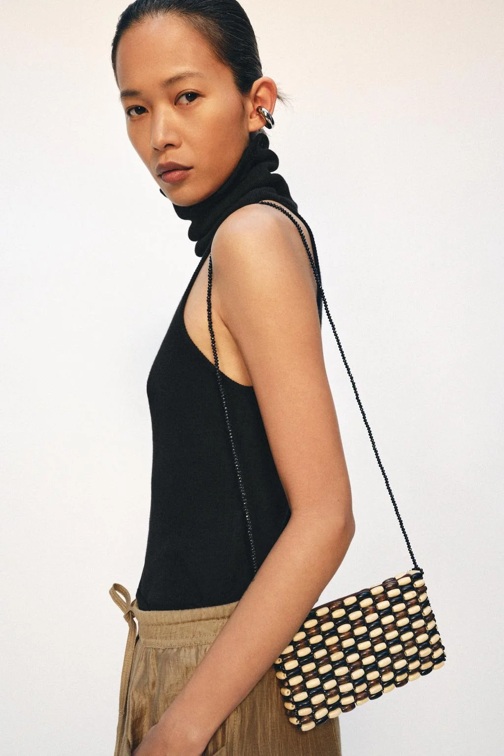 WOODEN BEAD MINI CROSSBODY BAG