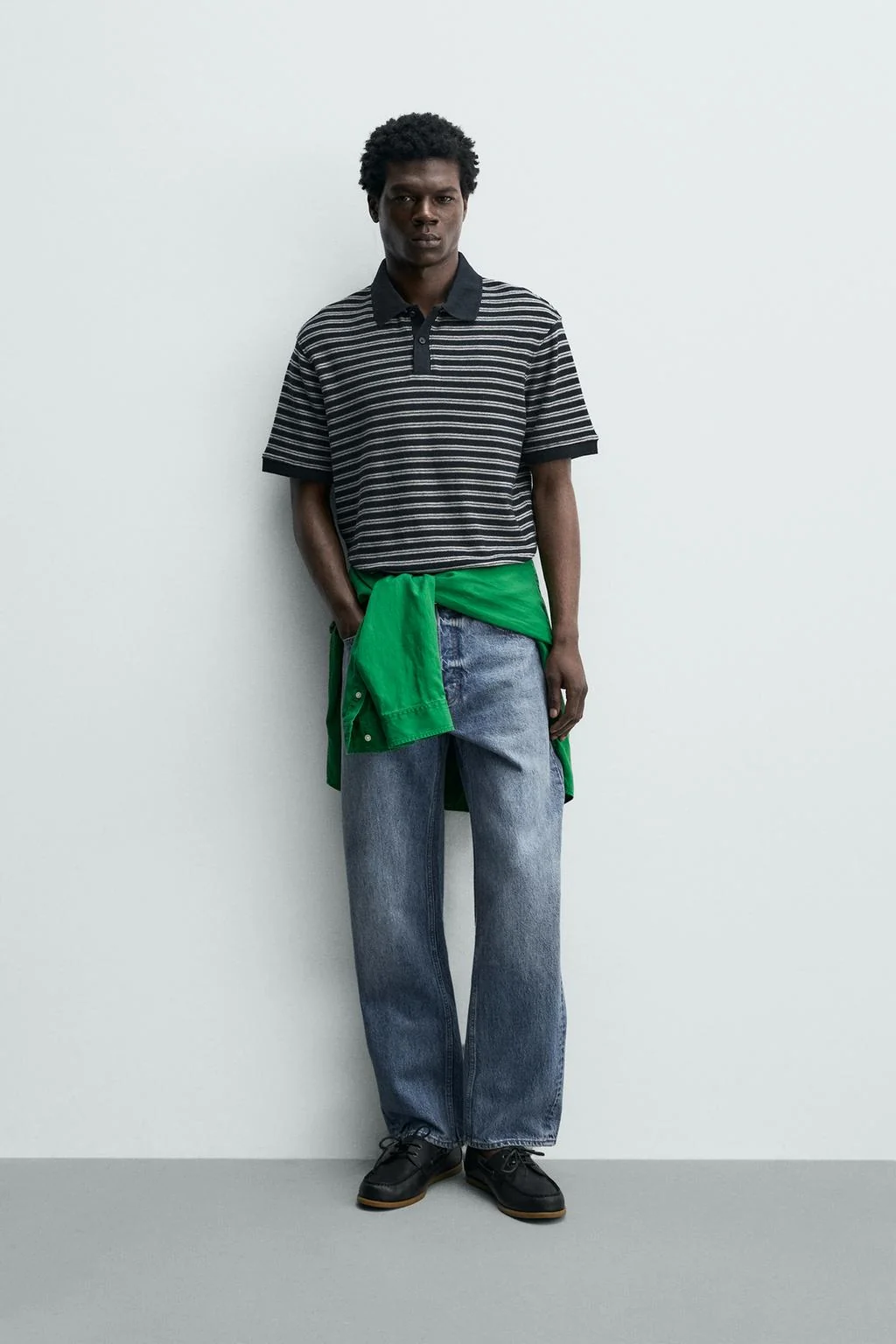 REGULAR FIT STRIPED JACQUARD POLO SHIRT