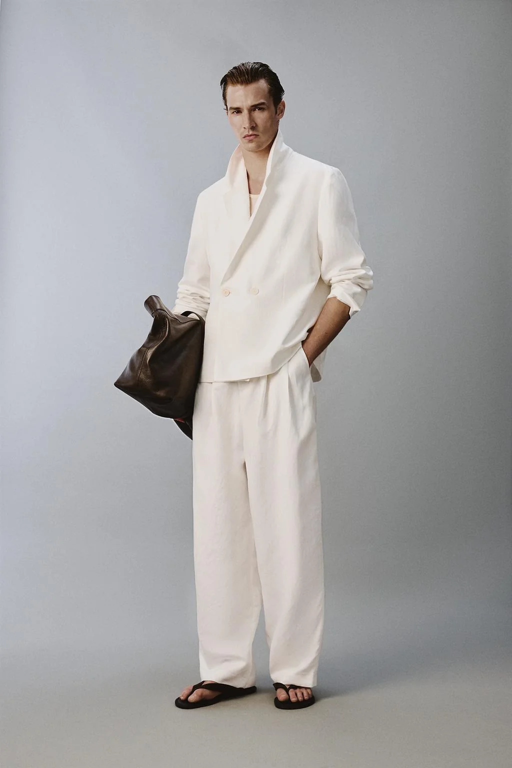 RELAXED FIT VISCOSE/LINEN SUIT BLAZER