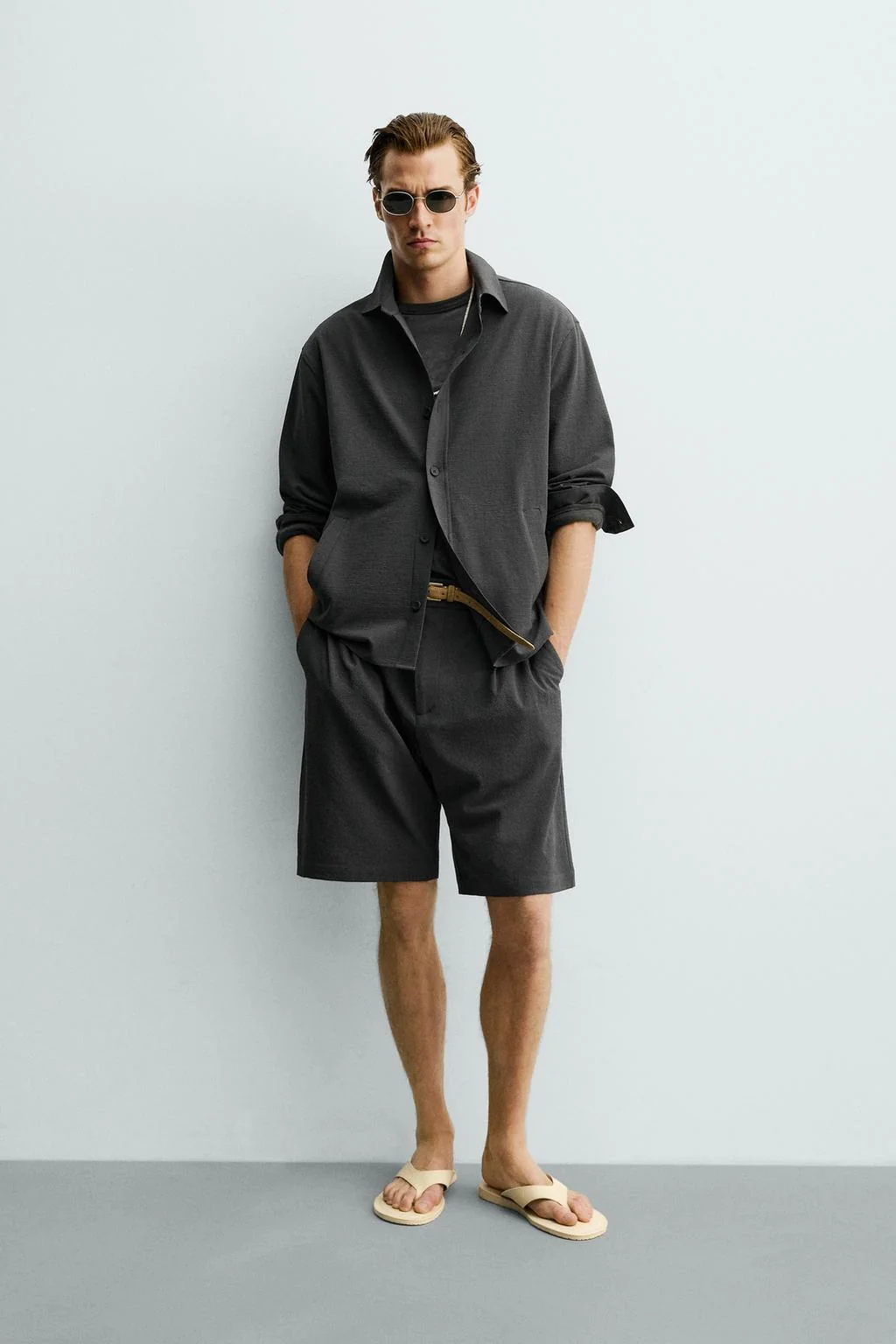 RELAXED FIT IRREGULAR TEXTURE OVERSHIRT