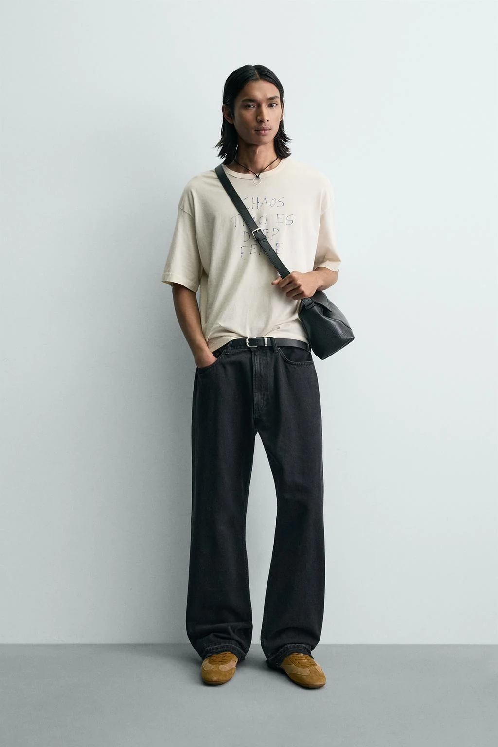 FADED MARKER-EFFECT SLOGAN T-SHIRT