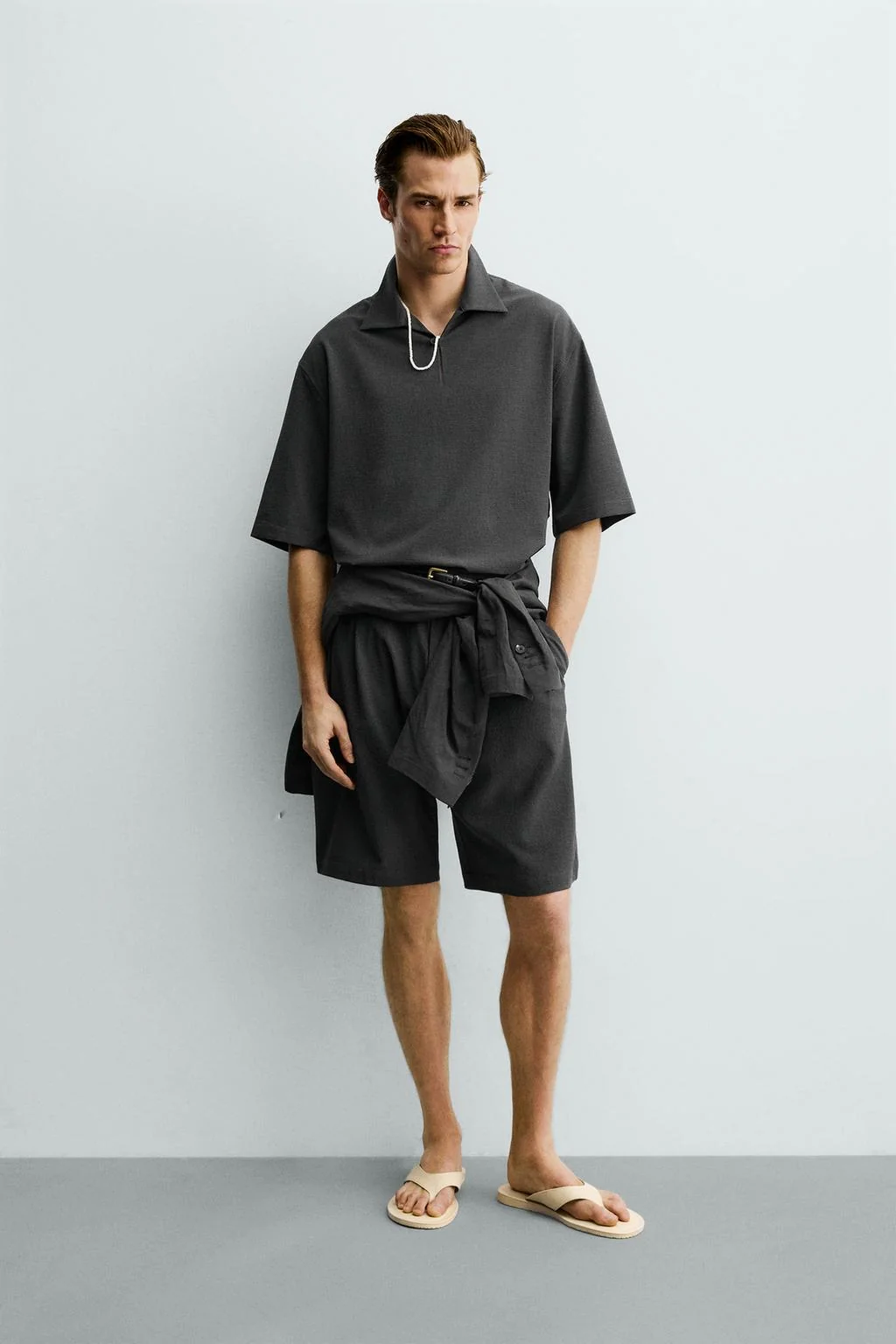 IRREGULAR TEXTURE RELAXED FIT POLO SHIRT