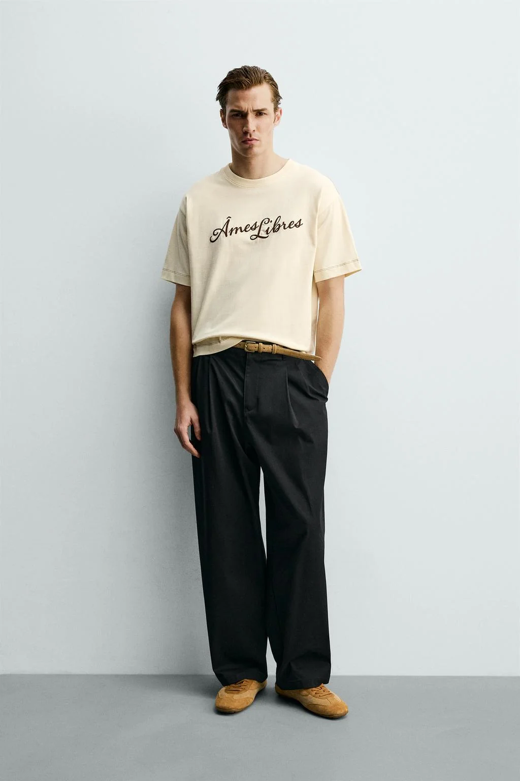 RELAXED FIT EMBROIDERED SLOGAN T-SHIRT