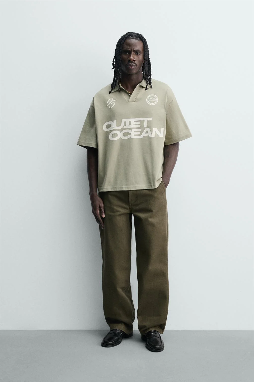 RELAXED FIT SLOGAN PRINT POLO SHIRT