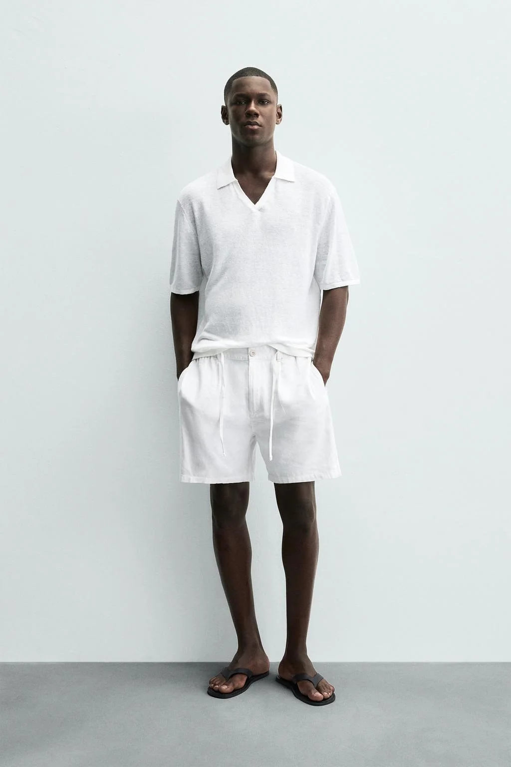 REGULAR FIT LINEN COTTON BERMUDA SHORTS
