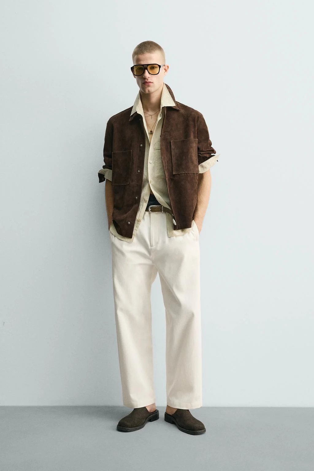 SUEDE LEATHER OVERSHIRT WITH POCKETS