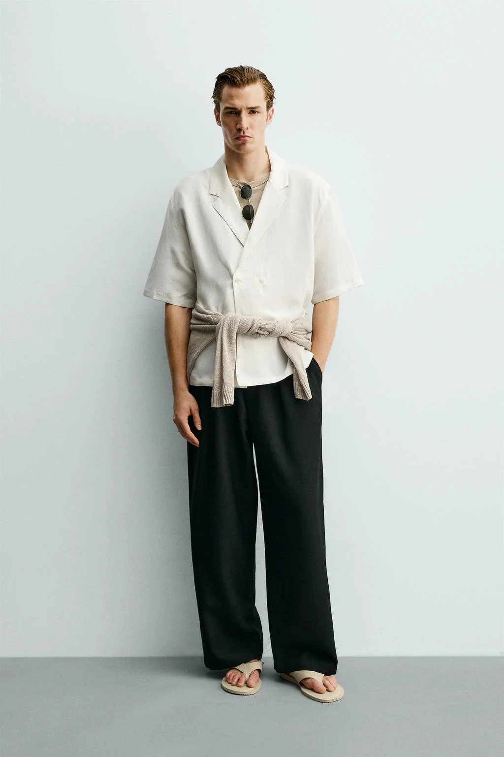 VISCOSE/LINEN KIMONO SHIRT