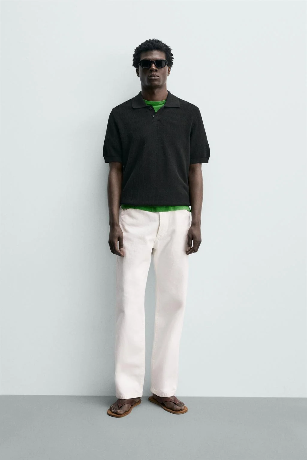 REGULAR FIT TEXTURED KNIT POLO SHIRT