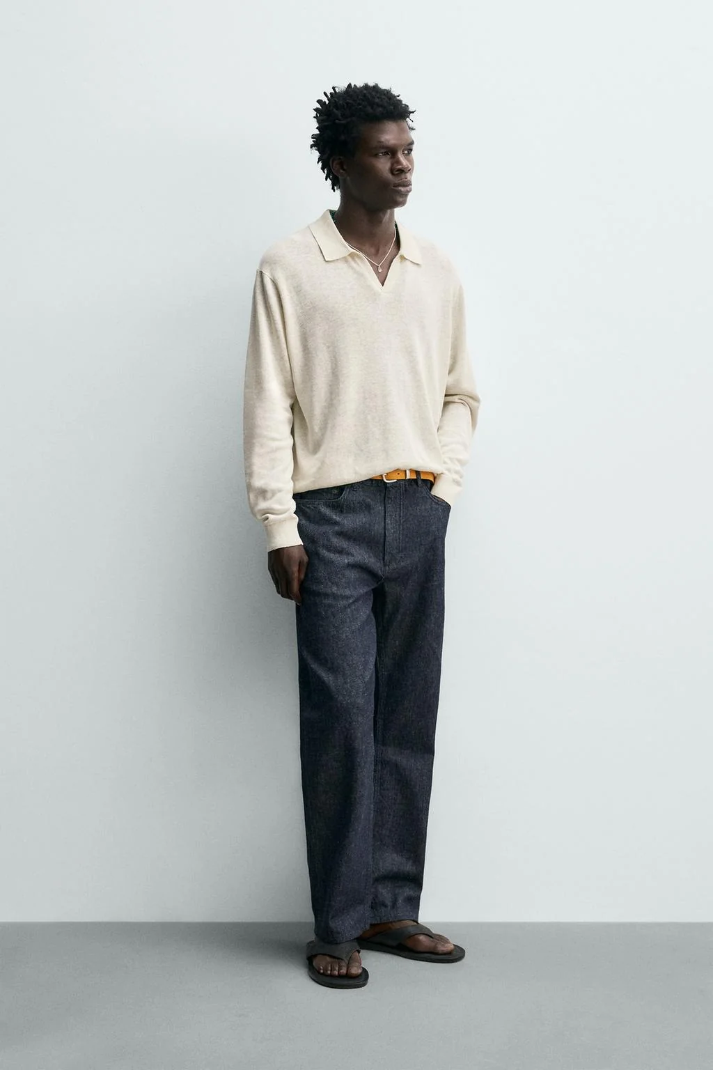 COTTON-SILK KNIT POLO SHIRT