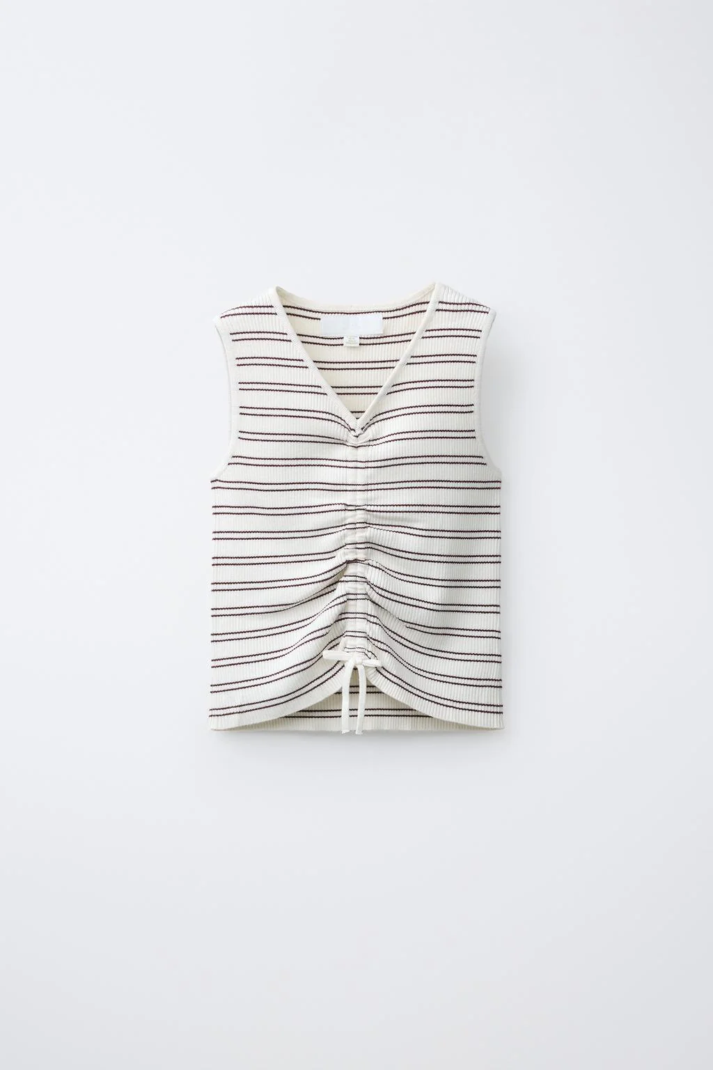 GATHERED RIBBED KNIT TOP