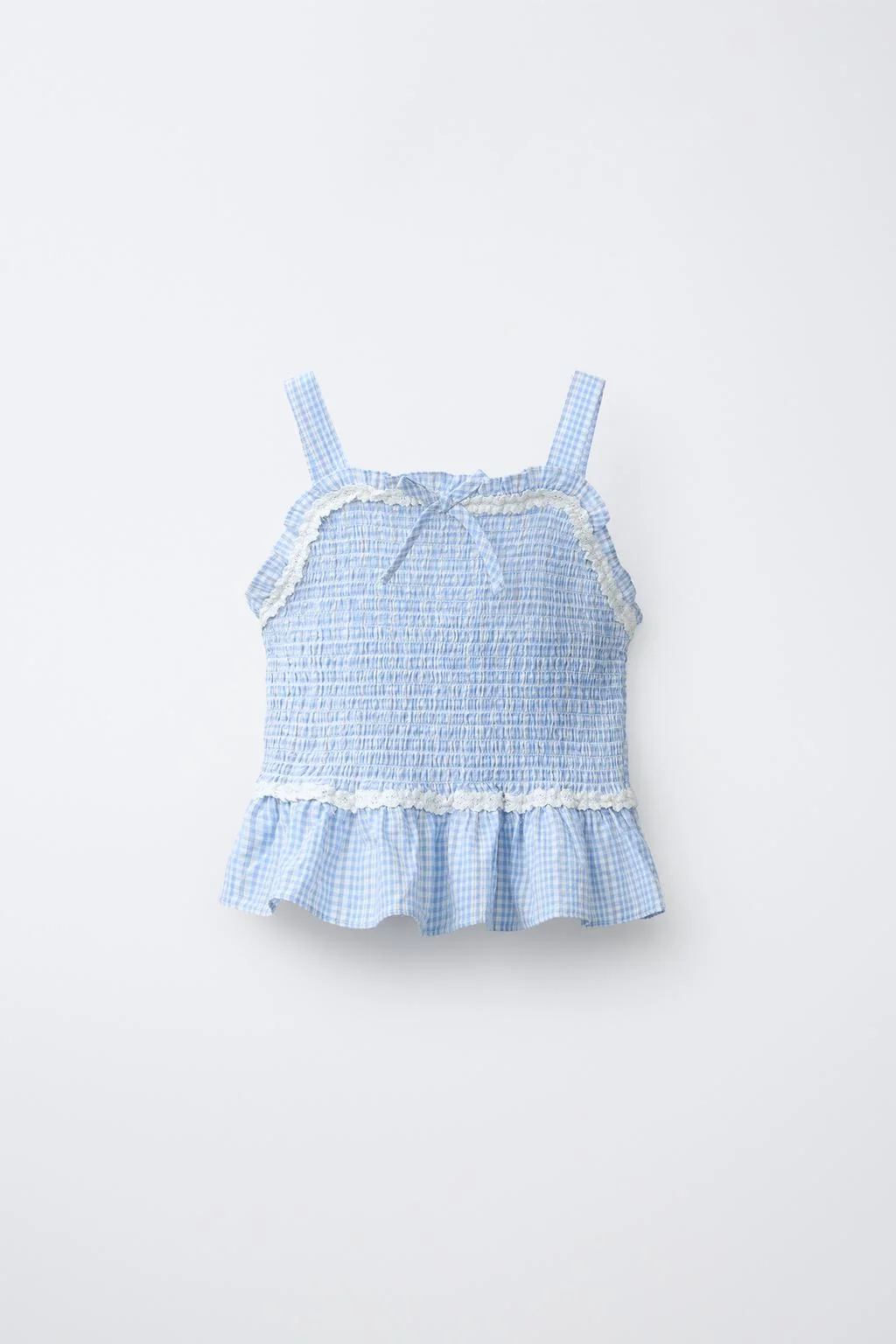 GINGHAM TOP WITH ELASTIC TRIMS