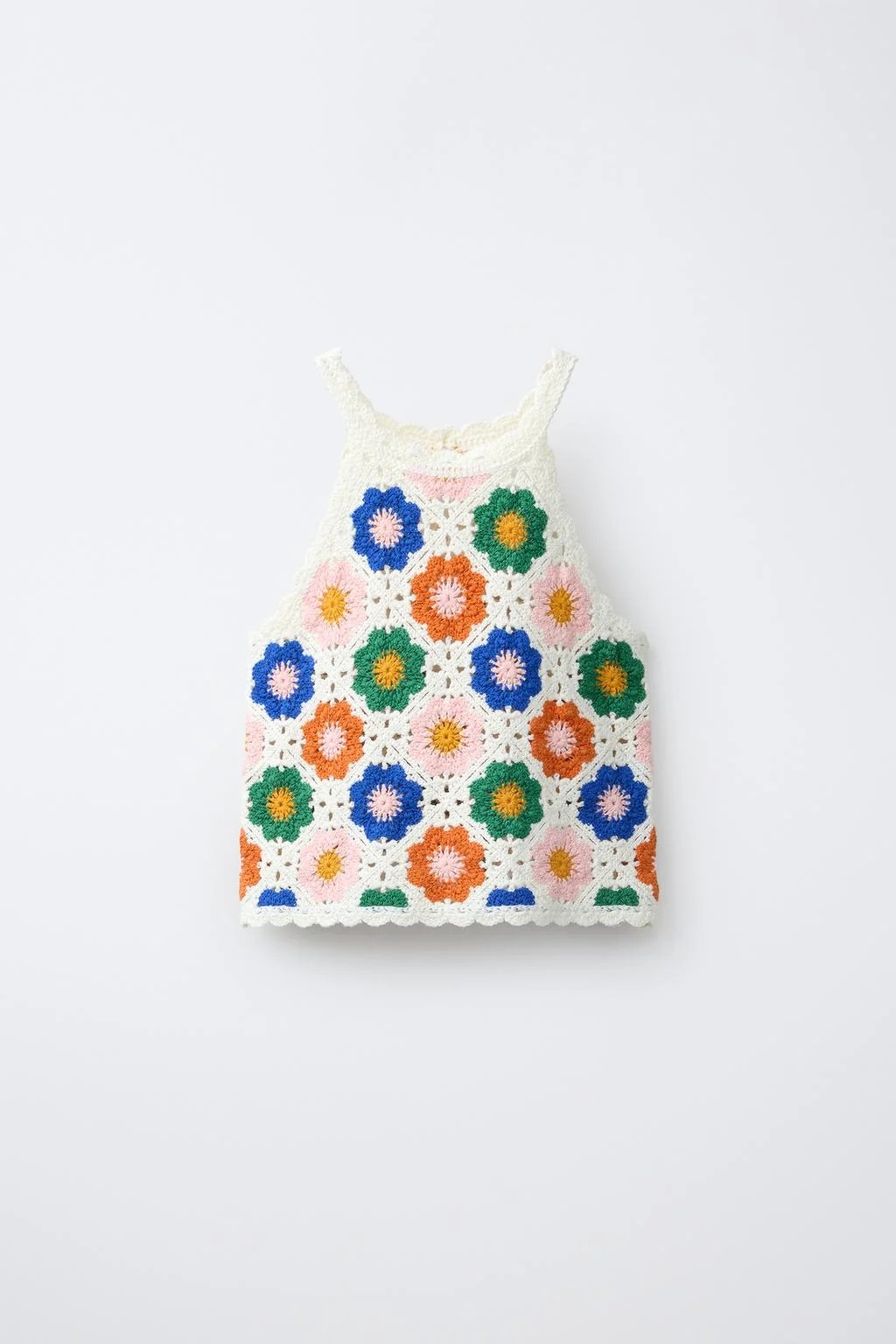 FLORAL CROCHET KNIT HALTER TOP